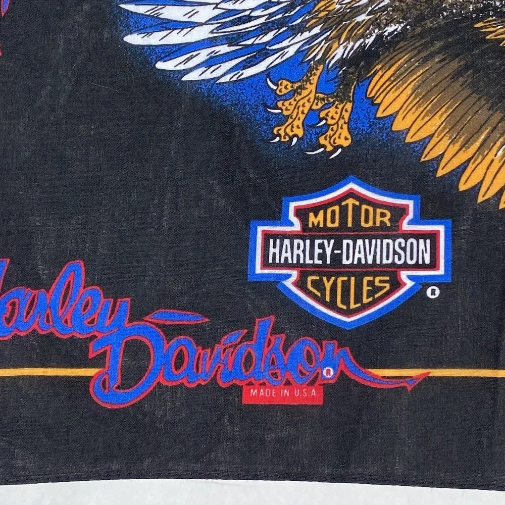 New VTG Harley Davidson Scarf Bandanna Eagle Flag‎ 21